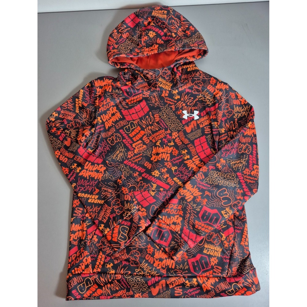 Under Armour Boys All Over Print ColdGear Hoodie Medium Fall Colors
